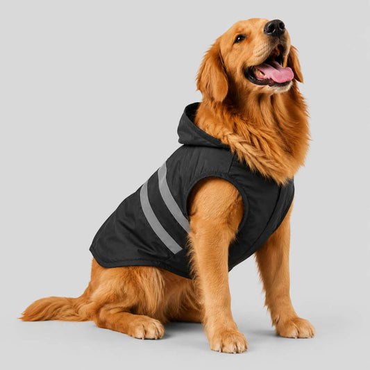 Black Reflective Raincoat Waterproof For Dogs & Cats