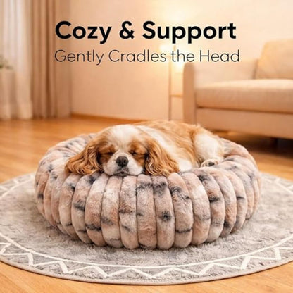 Donut Pet Bed for Cats & Small Dogs – Soft Plush, Cozy, Reversible 2-in-1, Washable, Extra-Small