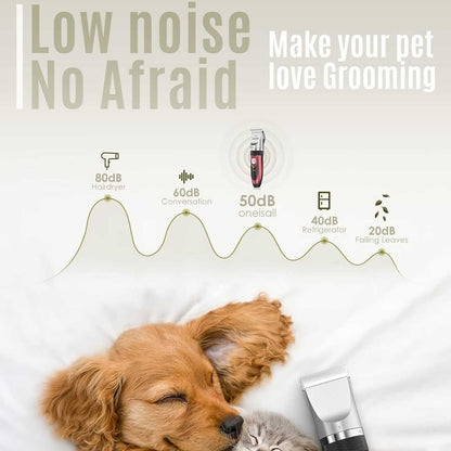 Pet Hair Trimmer for Dogs & Cats – Low Noise & Adjustable Comb