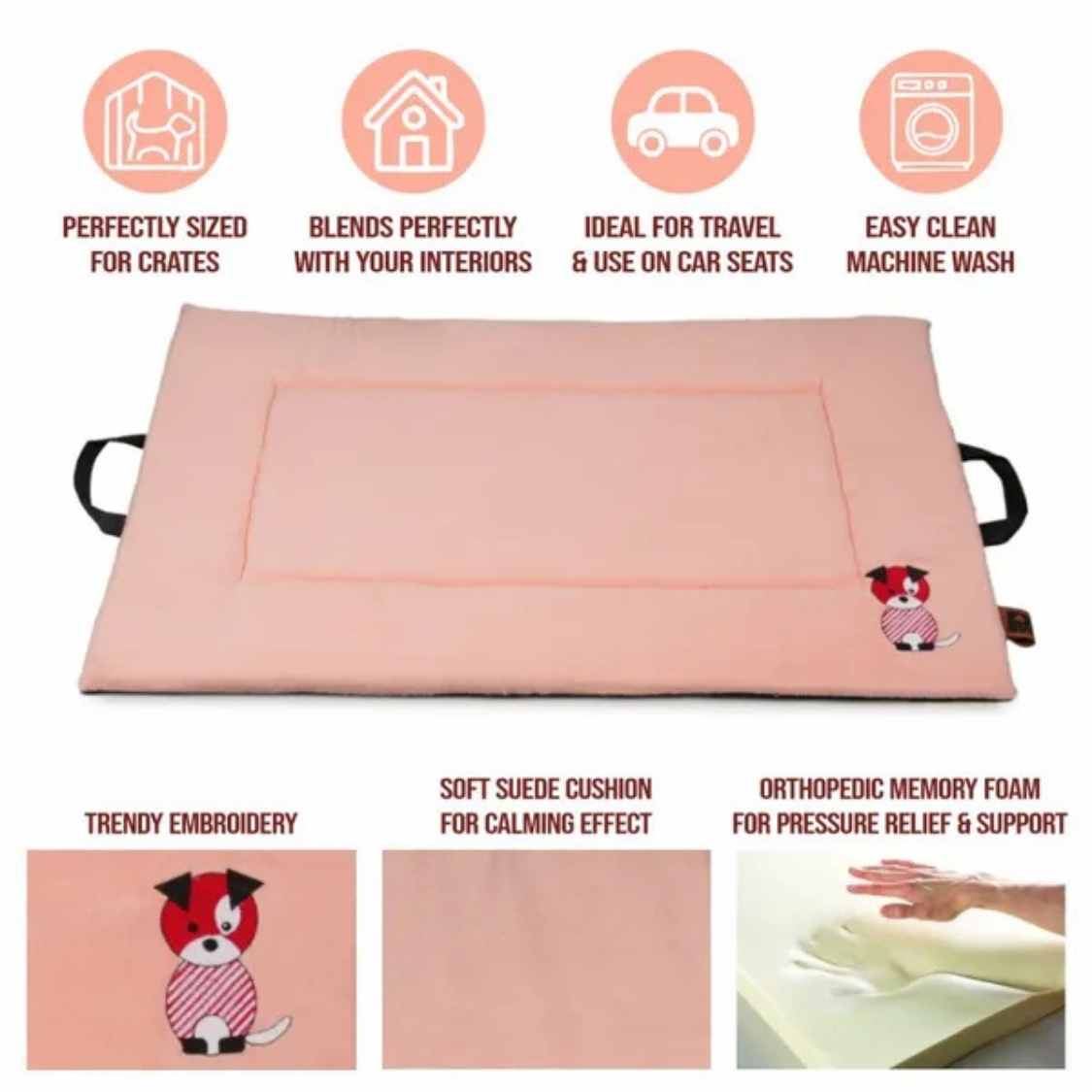 Premium Orthopedic Cooling Cat & Dog Mat, Joint Relief Bed | Peach Pearl