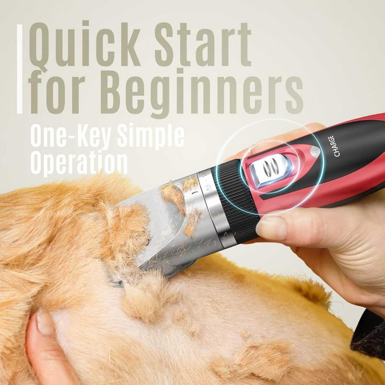 Pet Hair Trimmer for Dogs & Cats – Low Noise & Adjustable Comb