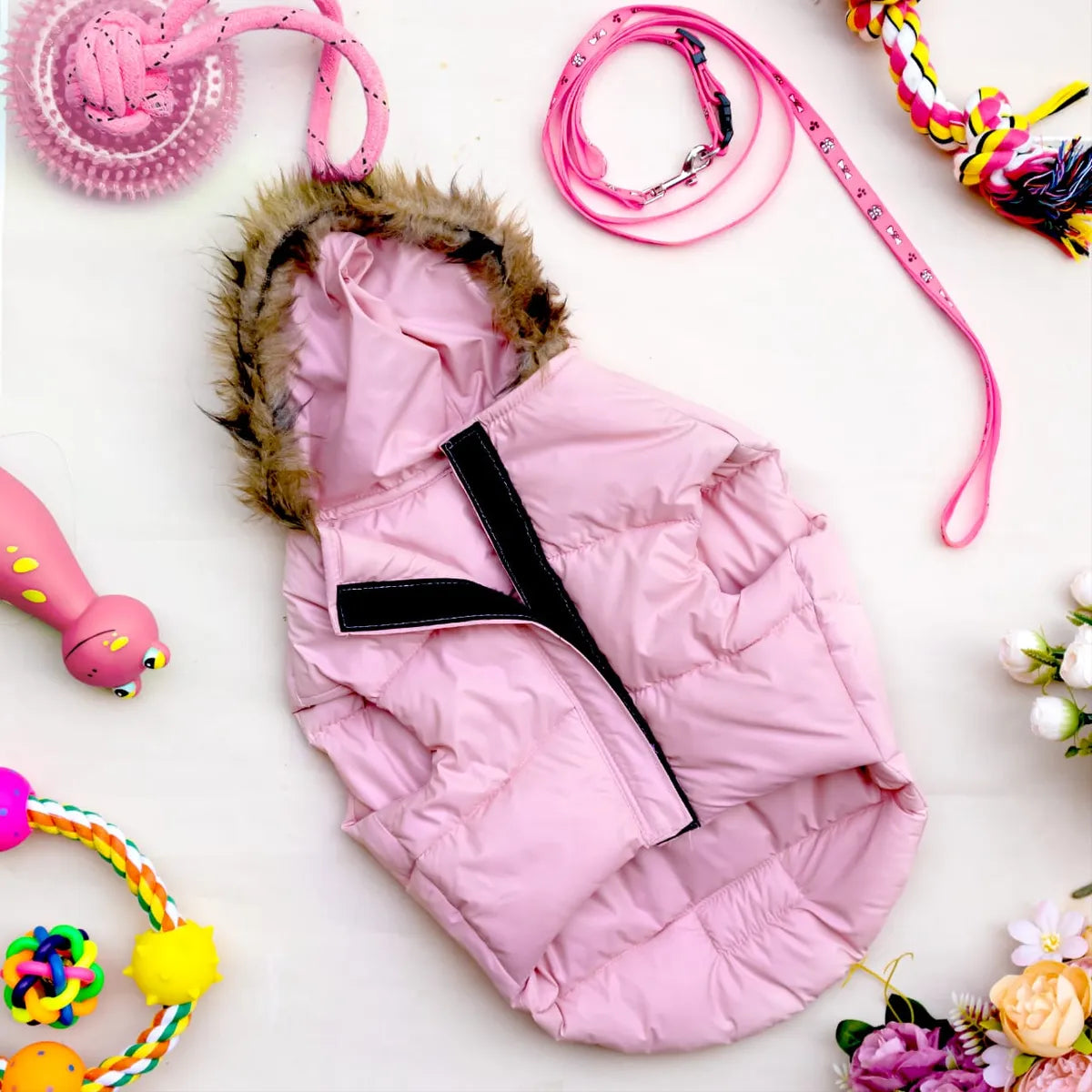 Pink Waterproof & Windproof Dog Winter Jacket