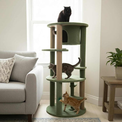 Multi-Level Cat Tree with Condo & Scratching Posts | Green