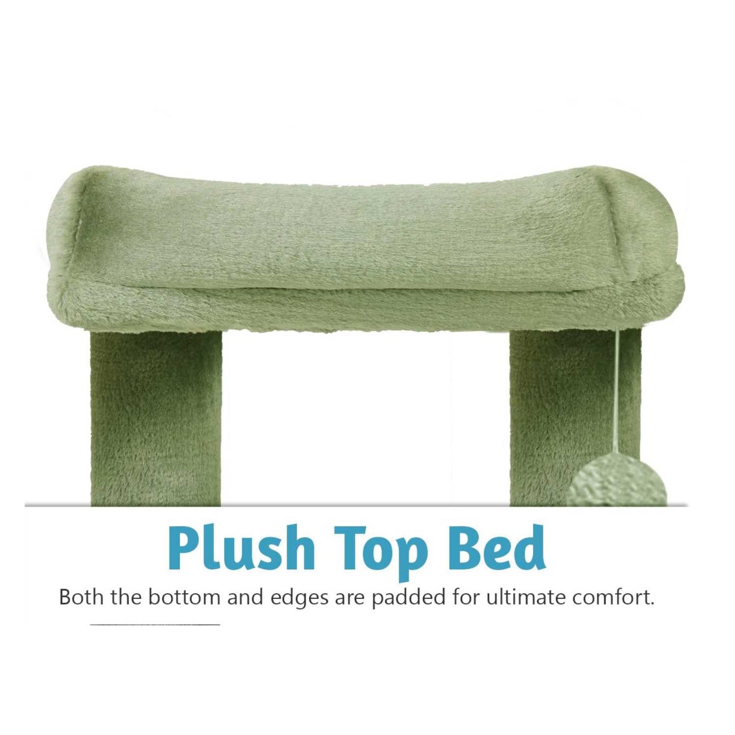 Condo Kitten Cat Tree - Plush Fur Fabric | Top Perch | Hanging Ball | Scratching Post (Condo 12x12 Inch) (Green )