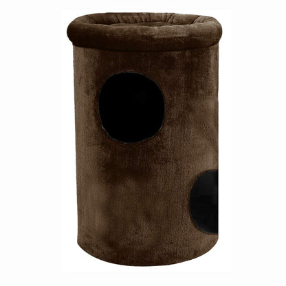 Cat House with Plush Cushion, 2 Levels (Brown)