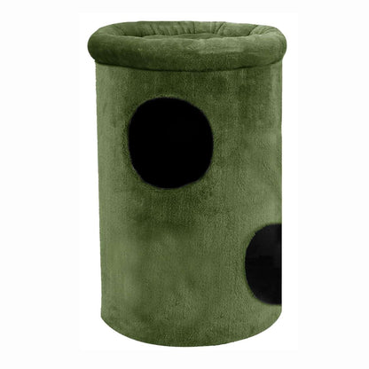 Cat House with Plush Cushion, 2 Levels(Green)