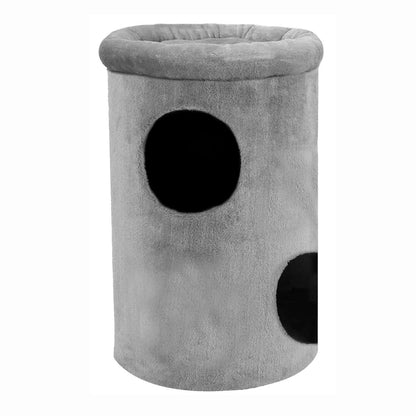 Cat House with Plush Cushion, 2 Levels(Grey)