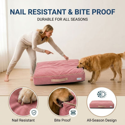 HANK CloudRest Premium Mattress Dog Bed | Anti Skid & Machine Washable (Pink)