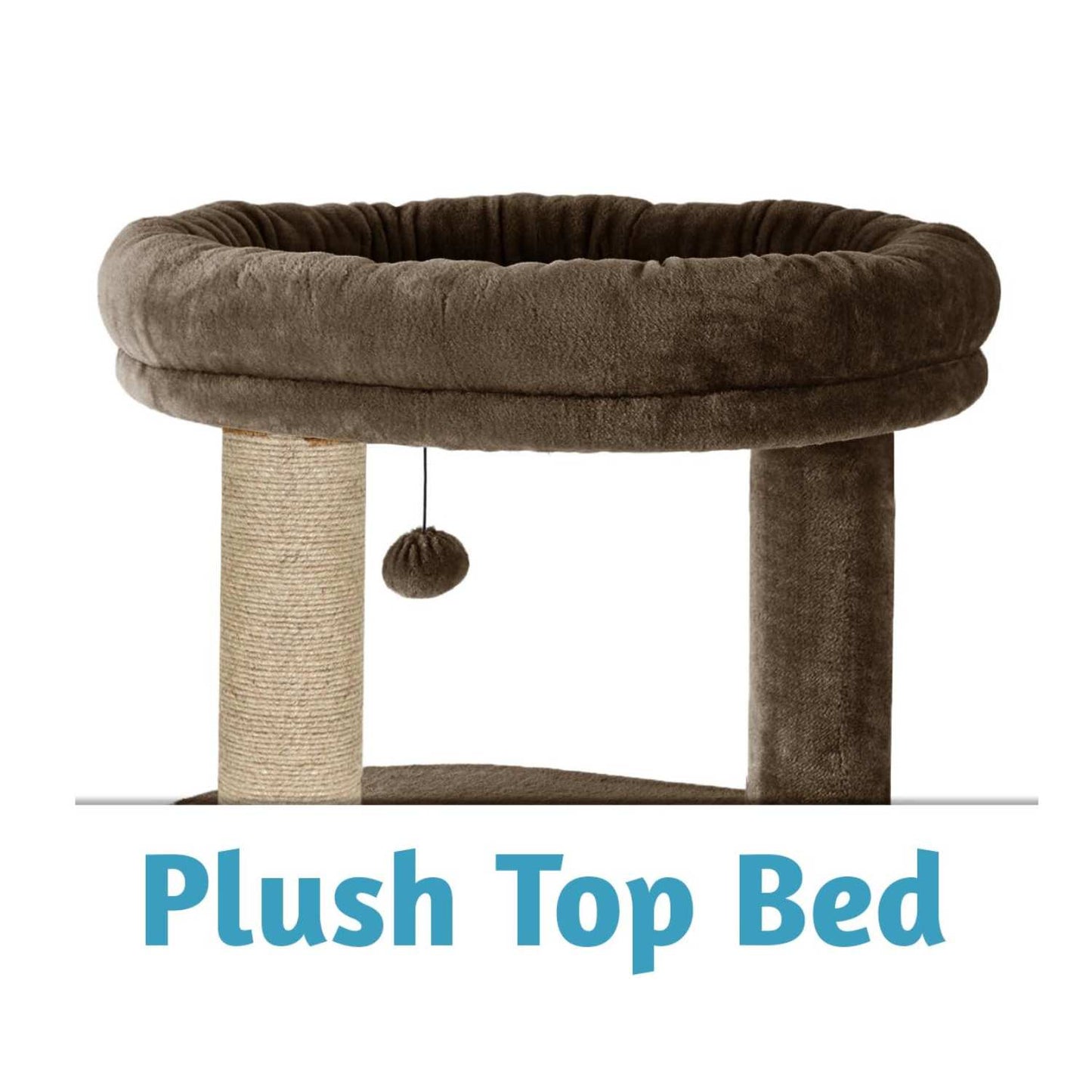 Deluxe Cat Tree Tower, 43 Inch Tall Multi-Level Grey Plush with Sisal Posts, Condo House, Perch Platforms, 19x16x43 Inches (Brown)