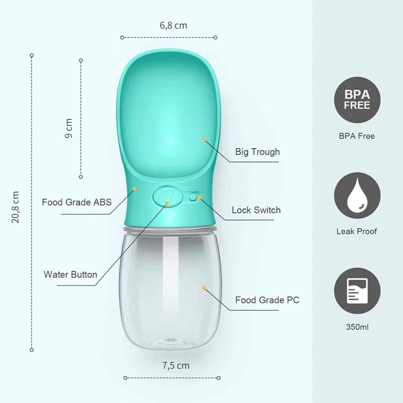 Dog Water Bottle | Leak Proof Portable Pet Travel Dispenser
