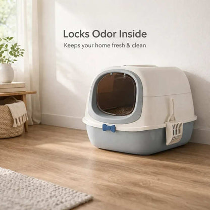 Covered Cat Litter Box | Enclosed Design with Door & Odor Control