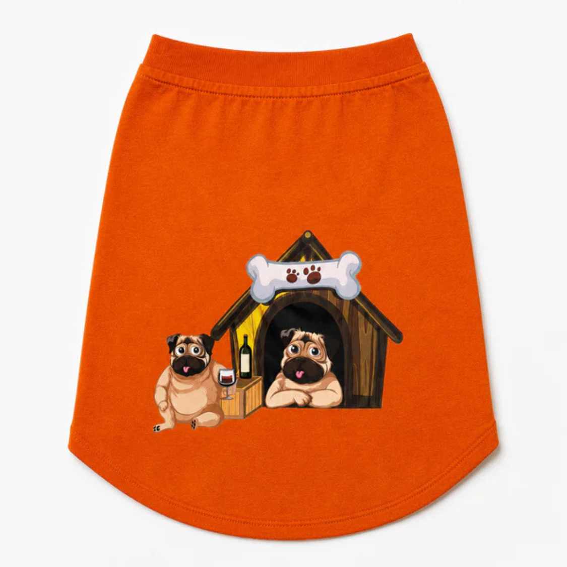 Dog House Print Pet T-Shirt | Orange Sleeveless Vest For Dogs