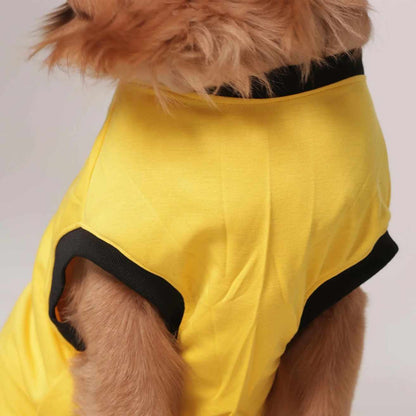 Good Vibes Only Printed Dog T-Shirt | Casual Summer Wear (Yellow)