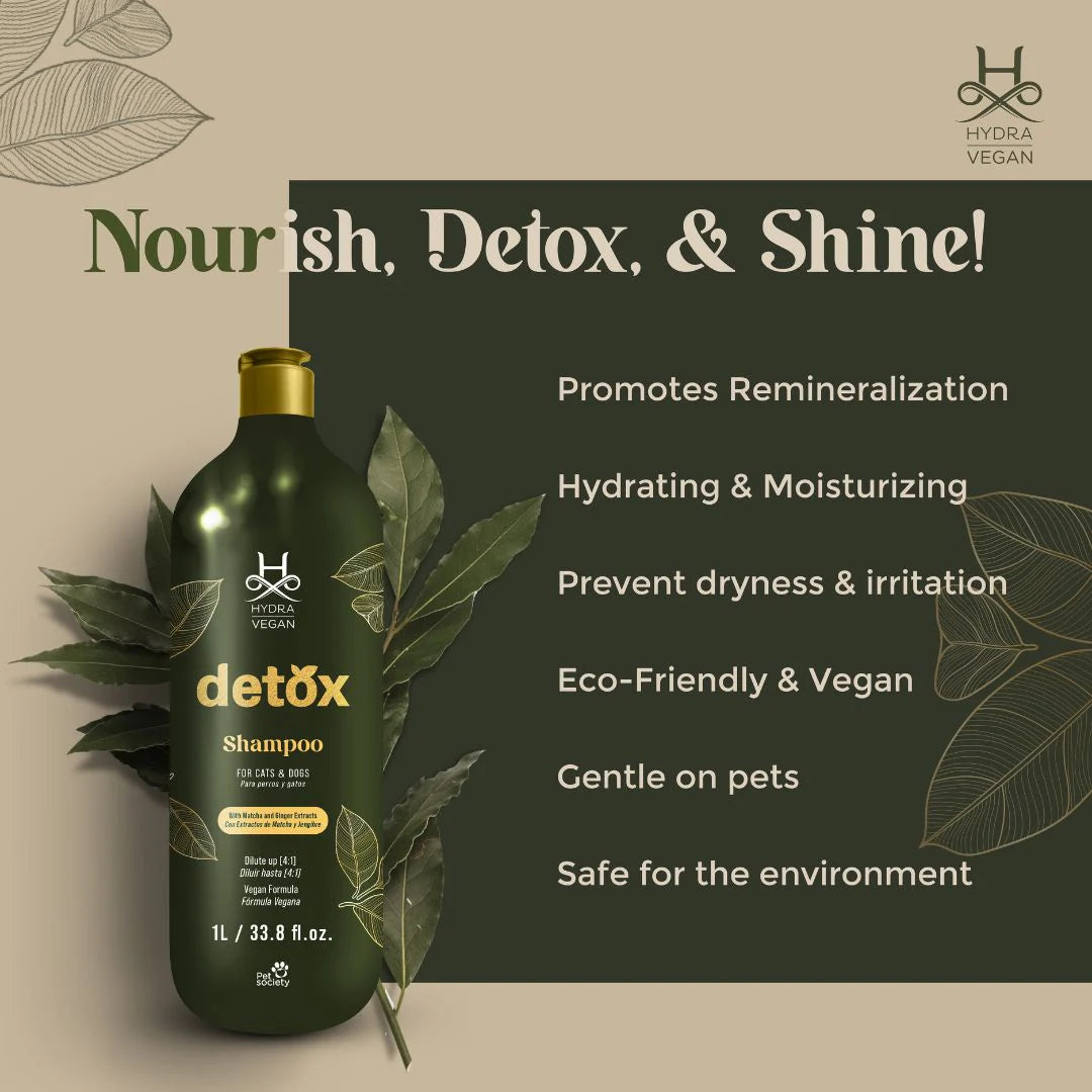 Hydra Vegan Detox Shampoo for Dogs & Cats | Deep Clean & Healthy Coat (1L)