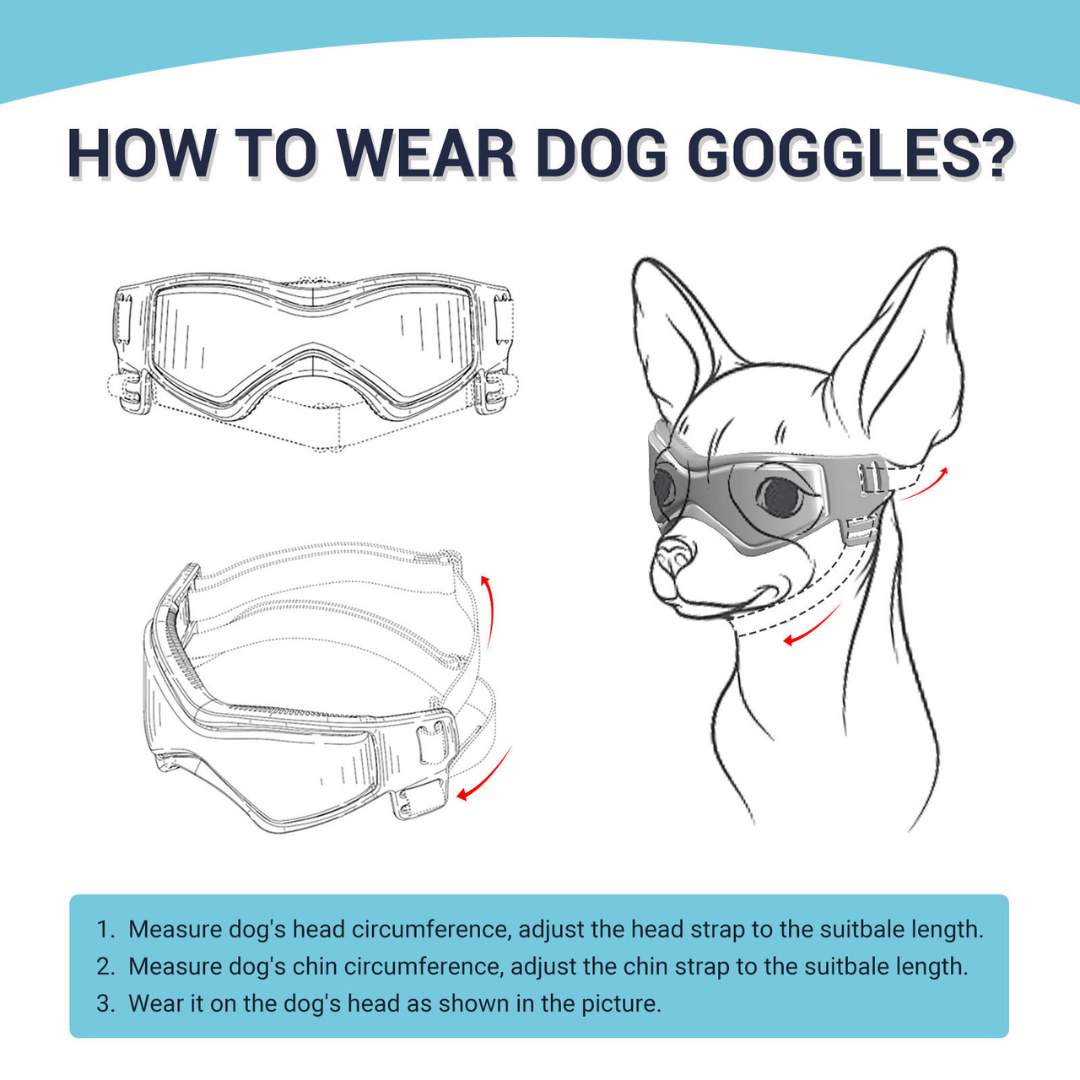 Dog Sunglasses For UV Protection & Windproof Comfortable Soft Adjustable Straps for Small Dog Puppy