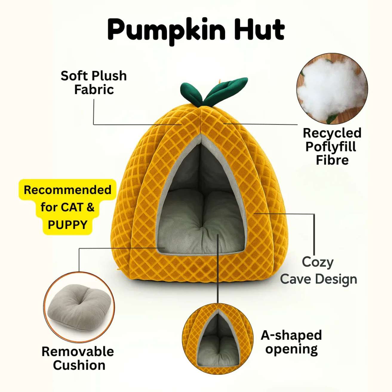 Premium Soft Pumpkin-Shaped Dog & Cat Hut
