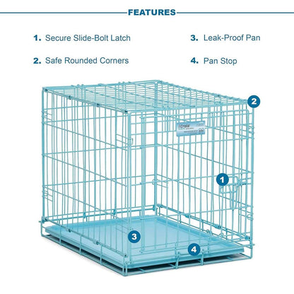 Dog Cage Double Door with Removable Tray Foldable Crate