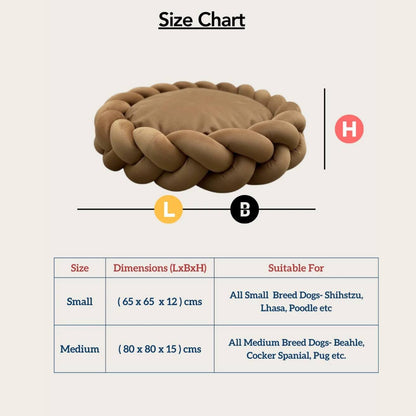 Braided Round Pet Bed for Dogs & Cats