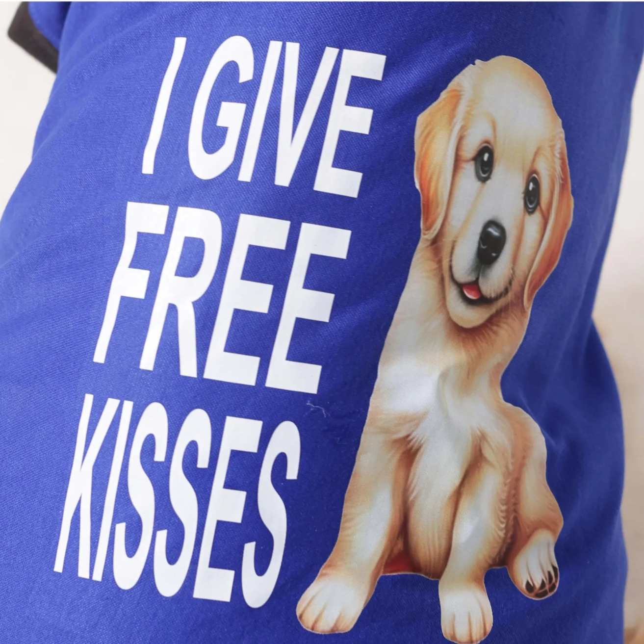 I Give Free Kisses Printed Dog T-Shirt | Cute Casual Wear (Blue)
