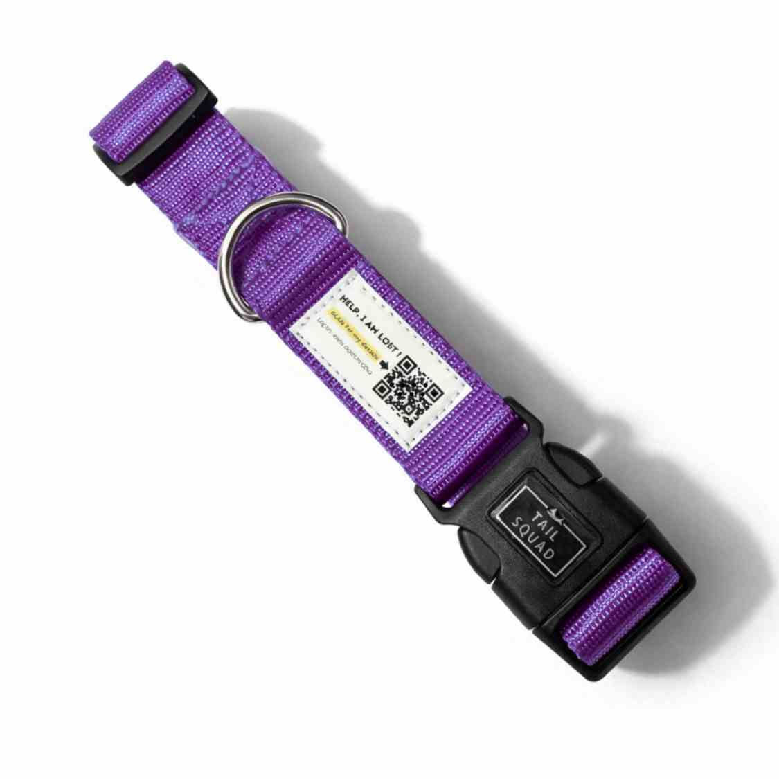 Pet Collar With QR Code | Smart ID Safety Collar For Dogs (Purple)