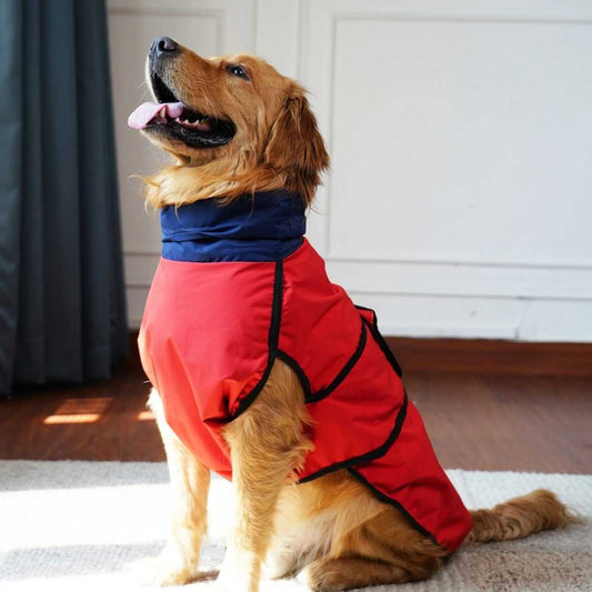 Waterproof Dog Rain Jacket | Lightweight Sleeveless Pet Coat (Red & Navy)