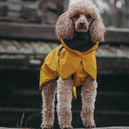 Yellow Waterproof Dog Raincoat with Hood