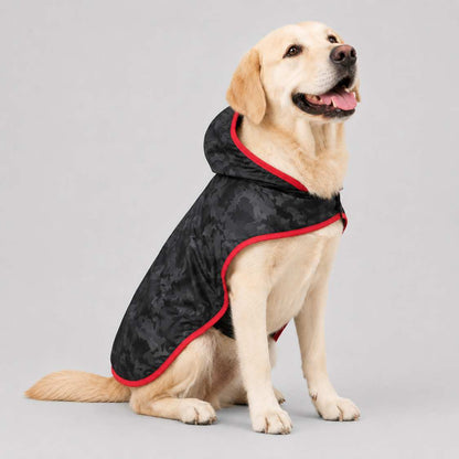 Camouflage Dog Raincoat | Waterproof Hooded Rain Jacket (Black)