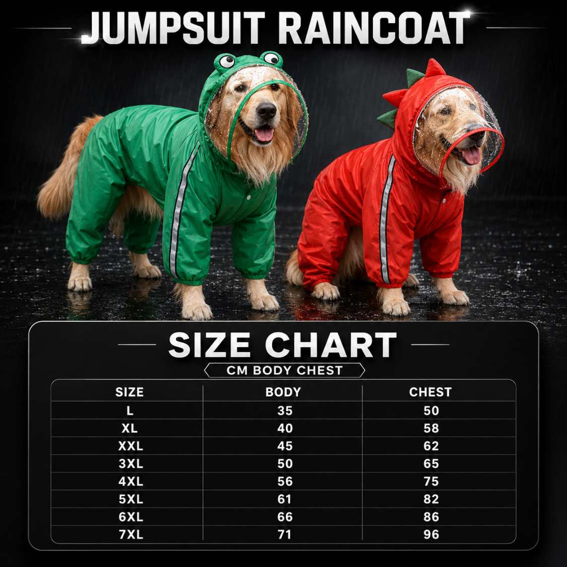 Waterproof Dog Raincoat With Transparent Hood For Dogs