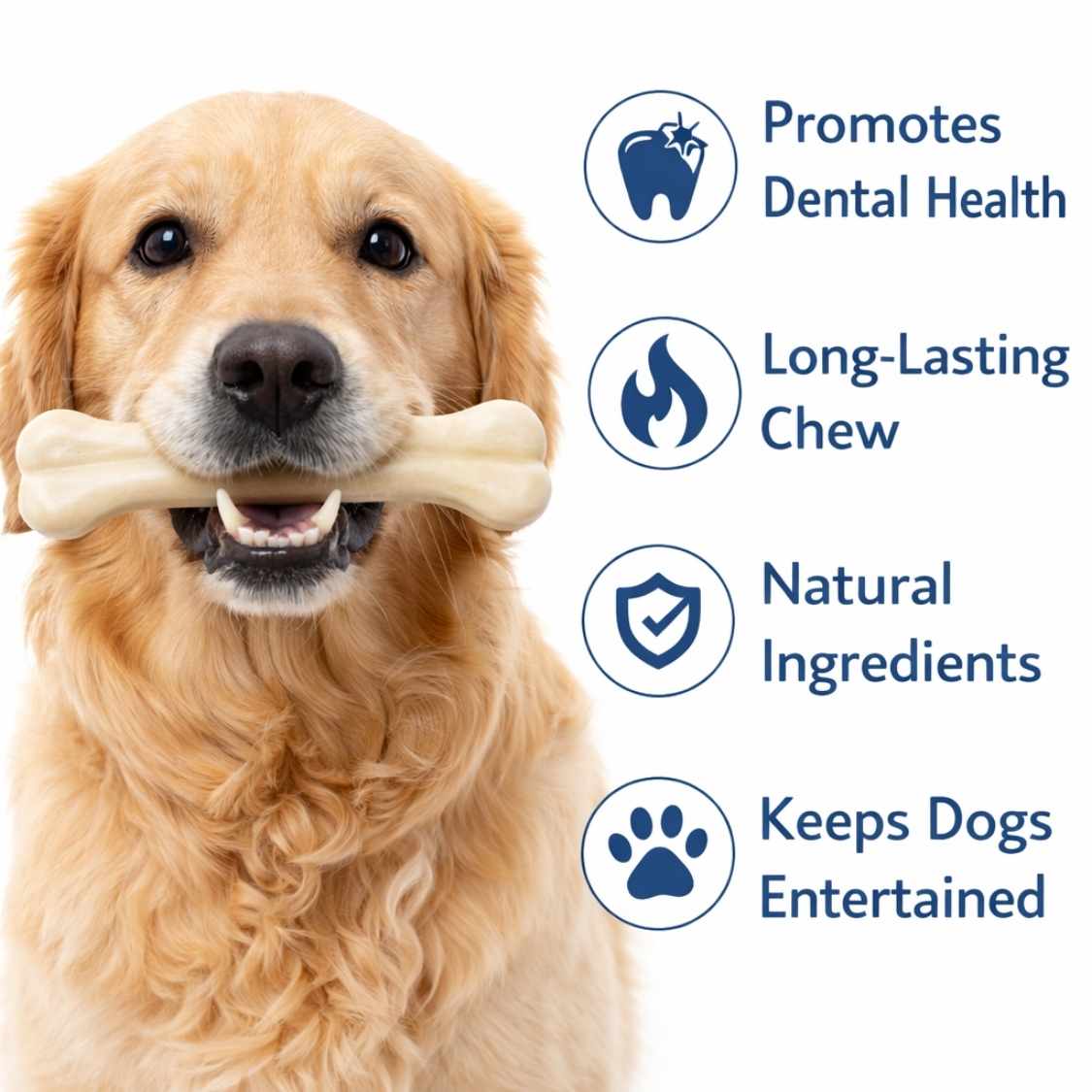 Rawhide Dog Chew Bones Chicken Flavour | Long Lasting Dog Treats (Pack Of 4)
