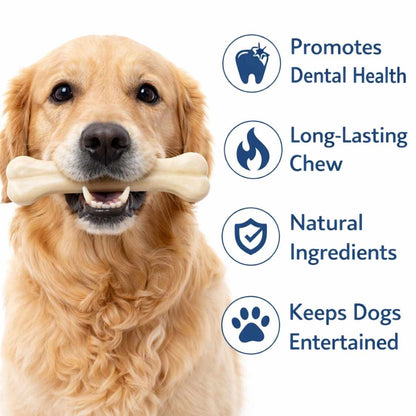 Rawhide Dog Chew Bones Chicken Flavour | Long Lasting Dog Treats (Pack Of 4)