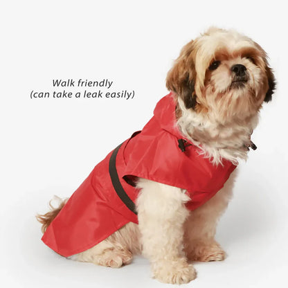 Red Waterproof Dog Raincoat with Hood