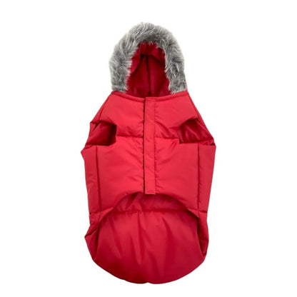 Warm Red Puffer Dog Coat | Waterproof & Lightweight