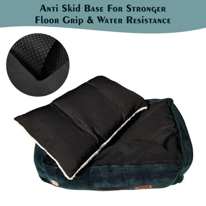 Lounger Dog Bed with Removable Cushion | Soft Washable Pet Sofa Bed with Anti Slip Base
