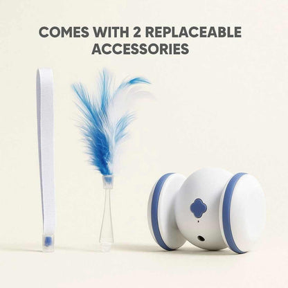 Interactive Rolling Cat Toy with Feather Teaser Automatic Motion Pet Toy