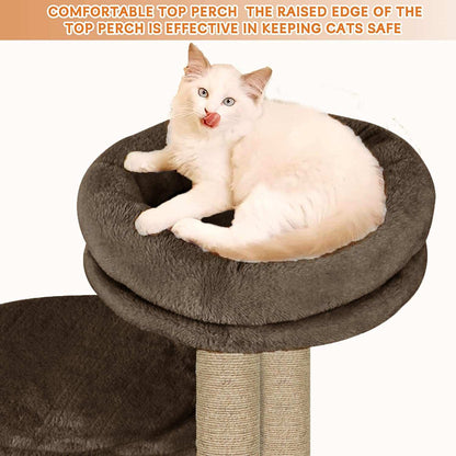 Cat Tree with Condo and Perch, 18 inch Height, 12 inch Condo, 16 inch Perch (Brown)