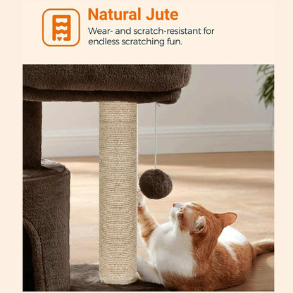 Cat Tree with Scratching Post, Condo and Toy Ball, 19 Inch x 12 Inch x 18 Inch (Brown)