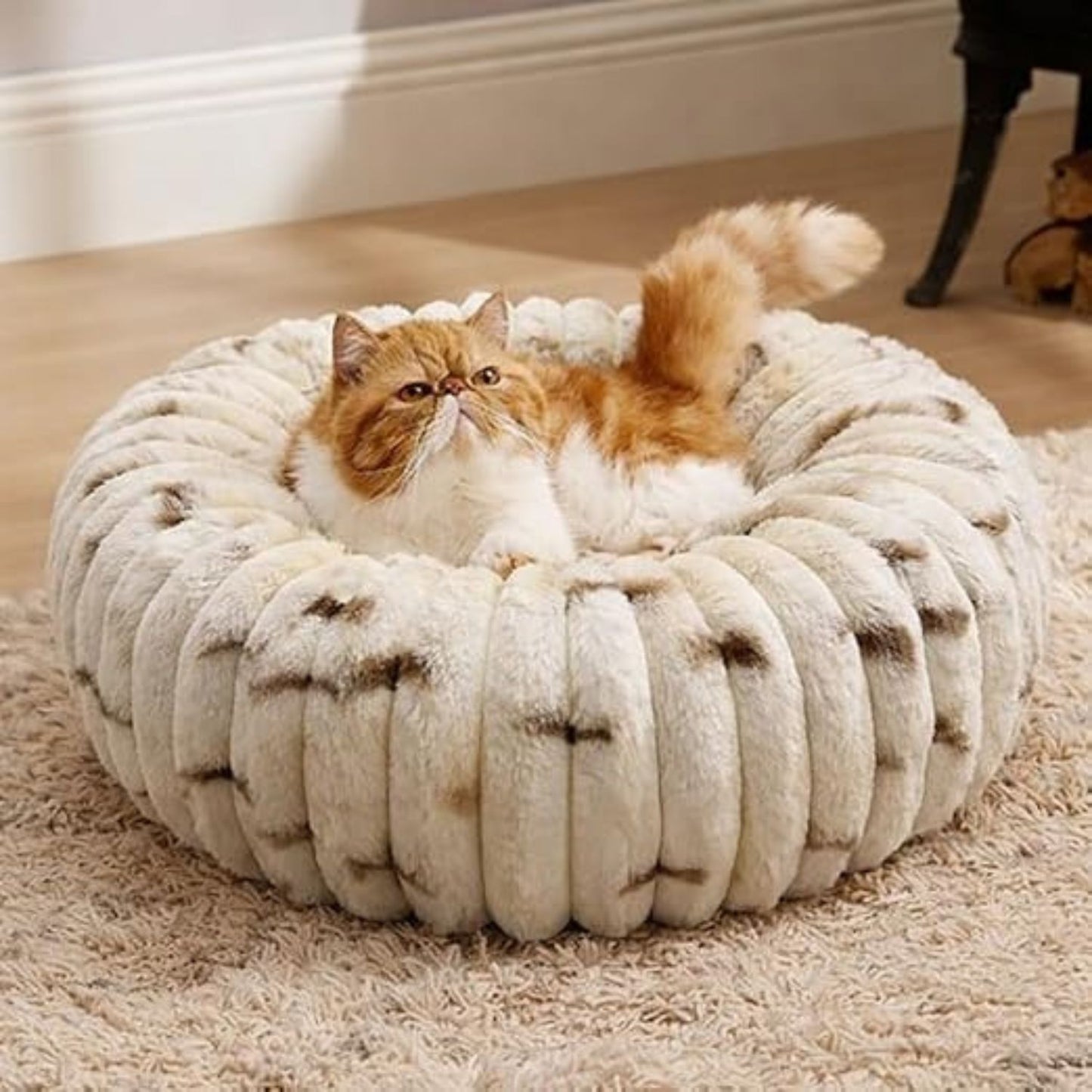Pet Donut Bed for Cats & Small Dogs | Extra-Small, Calming, Soft Plush, Washable & Reversible