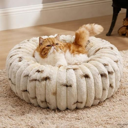 Pet Donut Bed for Cats & Small Dogs | Extra-Small, Calming, Soft Plush, Washable & Reversible