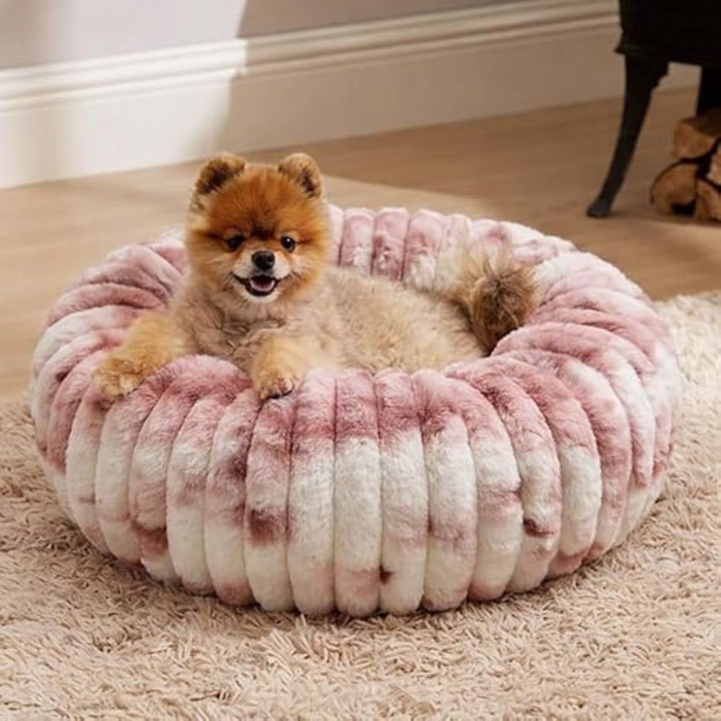 Donut Pet Bed for Cats & Puppies | Soft Plush, Cozy & Calming |Reversible, Washable (55 CM)