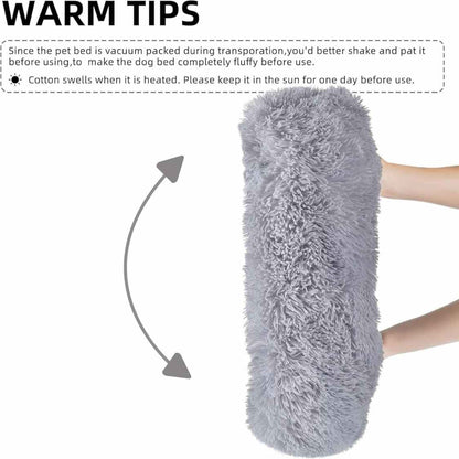Calming Donut Pet Bed | Ultra Soft Plush Cooling Anti Anxiety (Grey)
