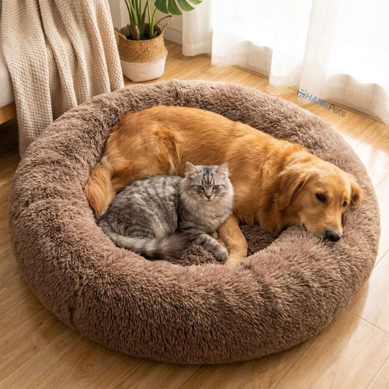 Round Donut Soft Pet Bed for Dogs & Cats