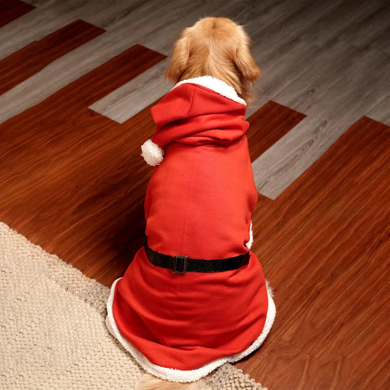 Santa Paws Hoodie | Festive Red Fleece Pet Hoodie