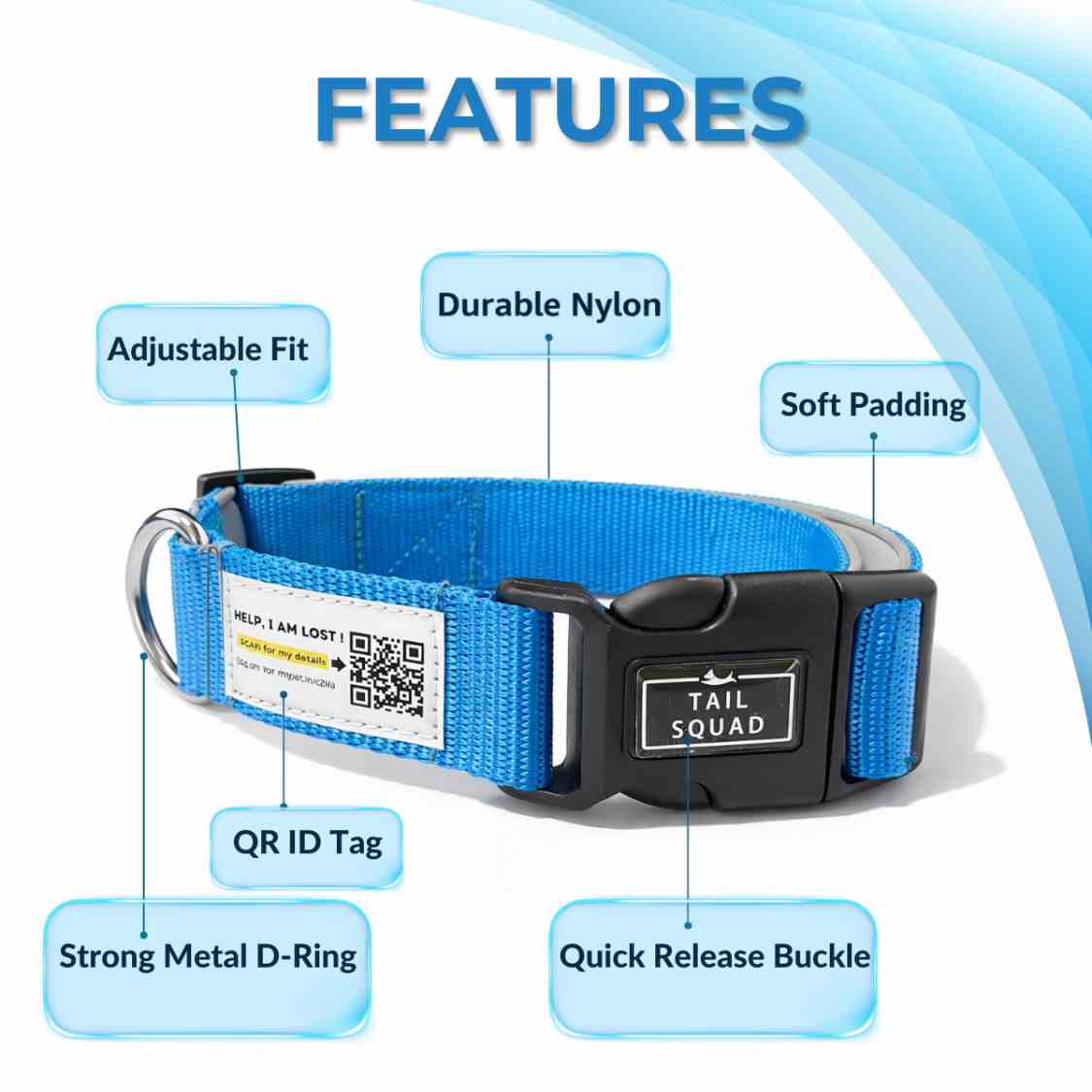 Pet Collar With QR Code | Smart ID Safety Collar For Dogs (Blue)