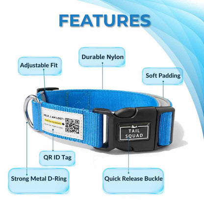 Pet Collar With QR Code | Smart ID Safety Collar For Dogs (Blue)