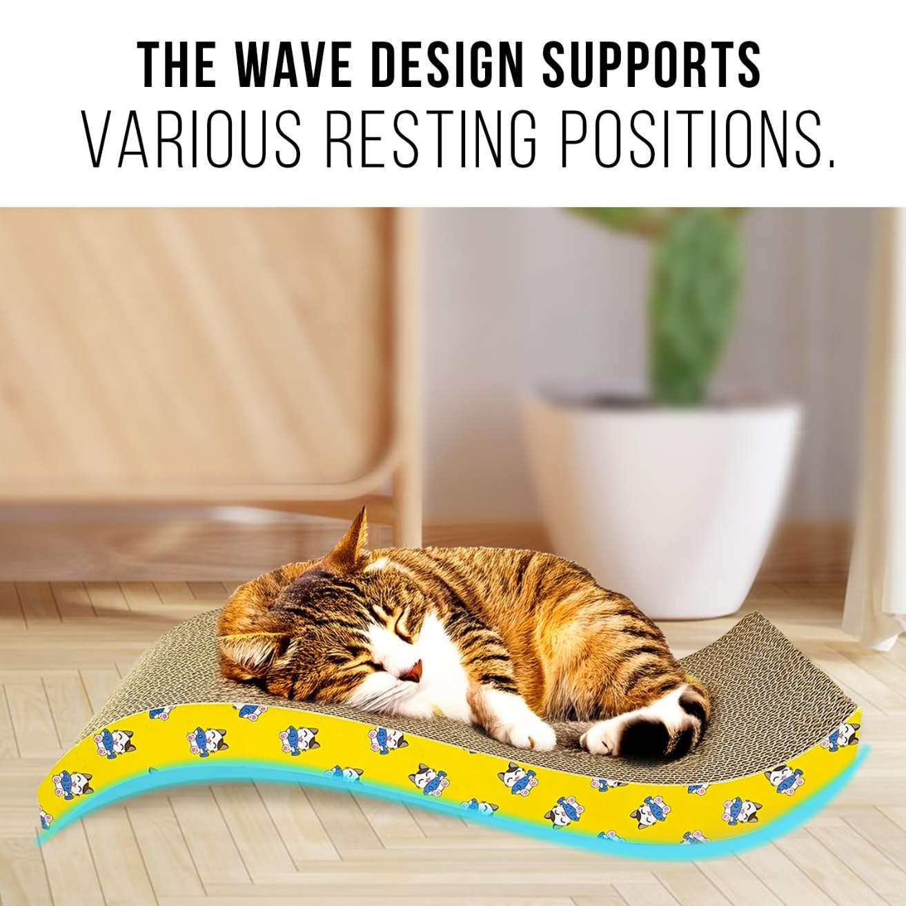 2 in 1 Reversible Cat Scratcher with cat nip for Cats and Kittens, Toys for Cats and Kittens (Wave)