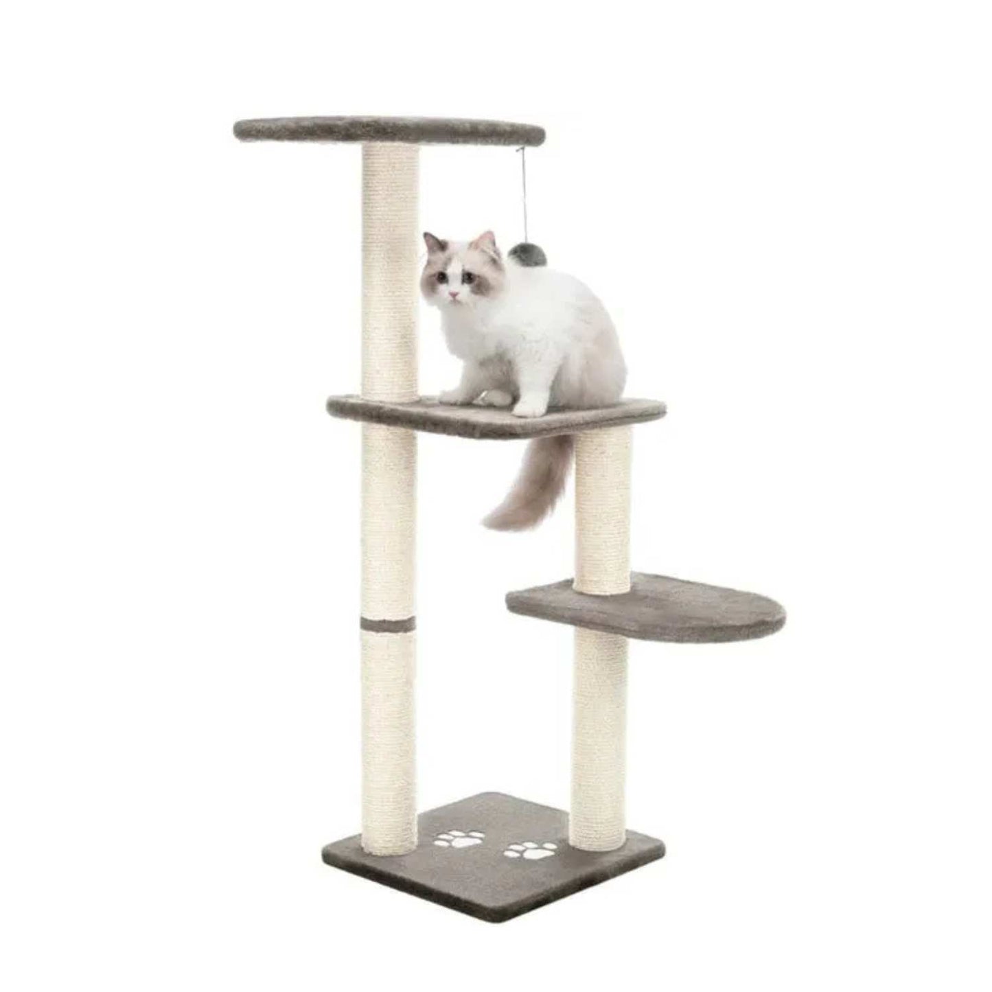 Altea Scratching Wave on Post with Paw Print for Cats (White/Grey)