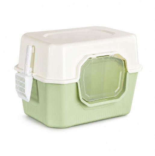 Stylish Covered Cat Litter Box With Swing Door & Scoop