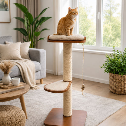 SlimFit Cat Tree | Space-Saving Wooden Climber for Indoor Cats
