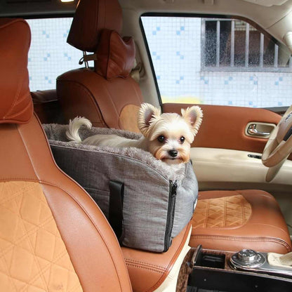 Pet Car Center Console Seat | Elevated Armrest Carrier for Small Dogs & Cats