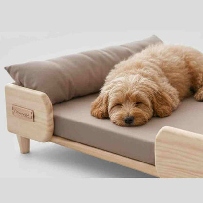 Luxury Wooden Pet Bed For Small Dogs & Cats With Soft Cushion & Mattress